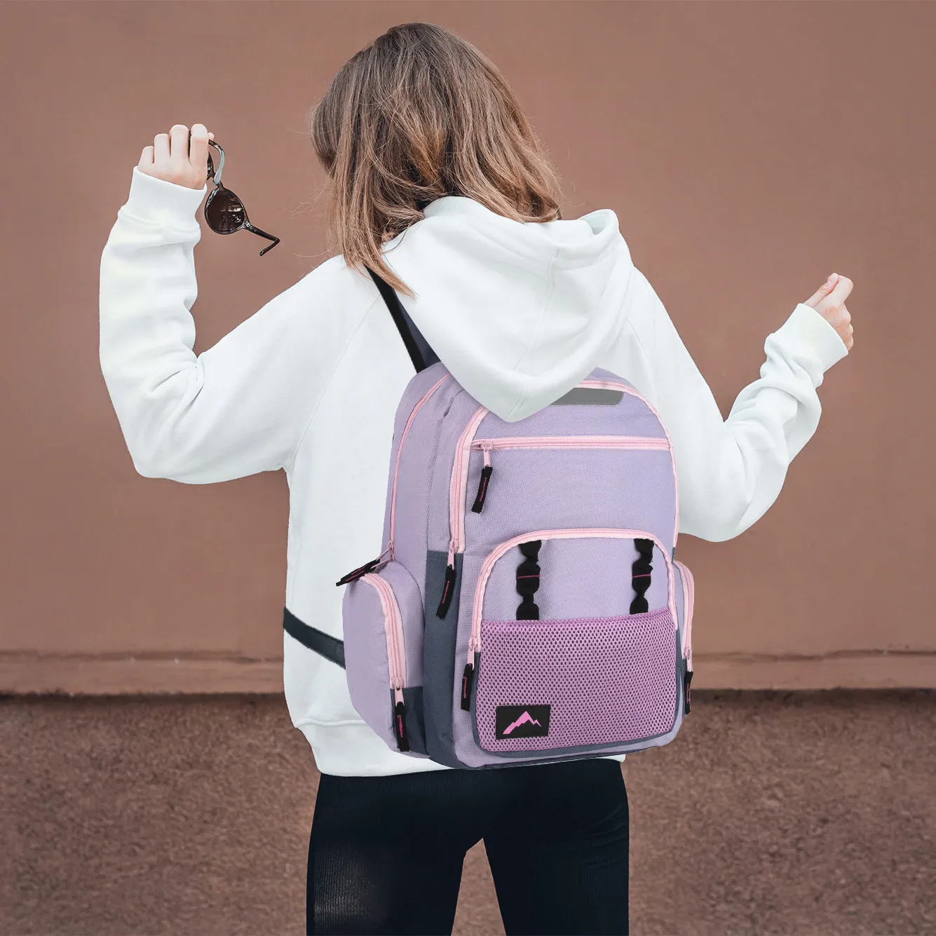 18 Inch Reflective Multi-Pocket Backpack with Laptop Section -  2 Colors