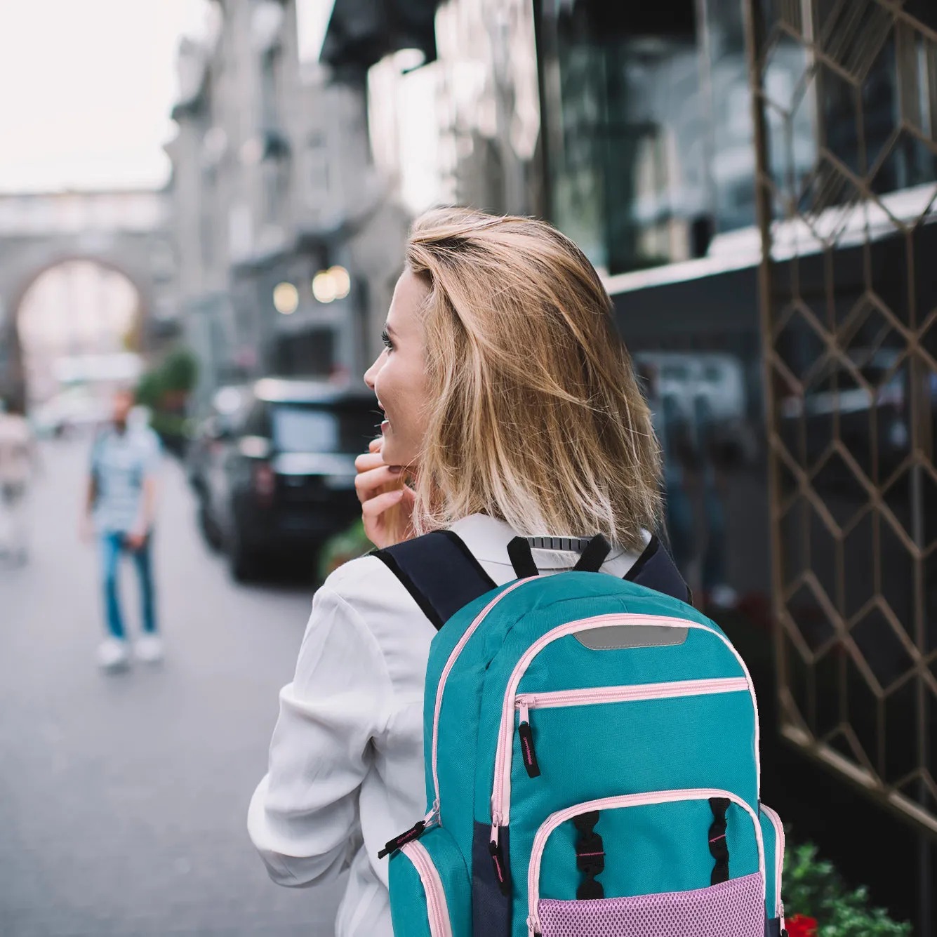 18 Inch Reflective Multi-Pocket Backpack with Laptop Section -  2 Colors
