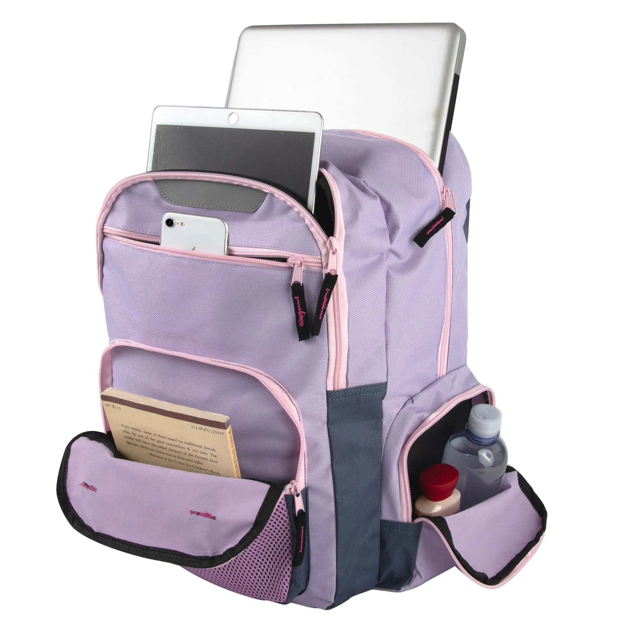 18 Inch Reflective Multi-Pocket Backpack with Laptop Section -  2 Colors