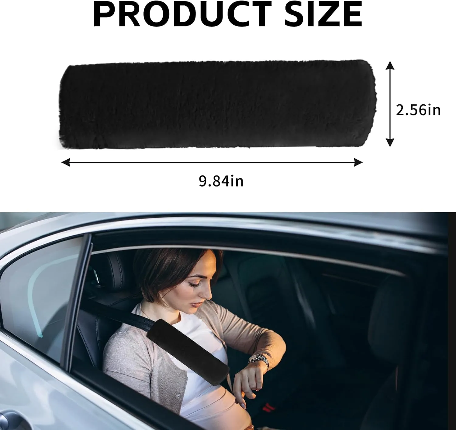 2PCS Car Seat Belt Pads Shoulder Cover, Soft Plush Auto Seat Belt Pad for Protecting Neck and Shoulder, Universal Car Shoulder Strap Cushion Protector for Adults Kids Women Men (Black)
