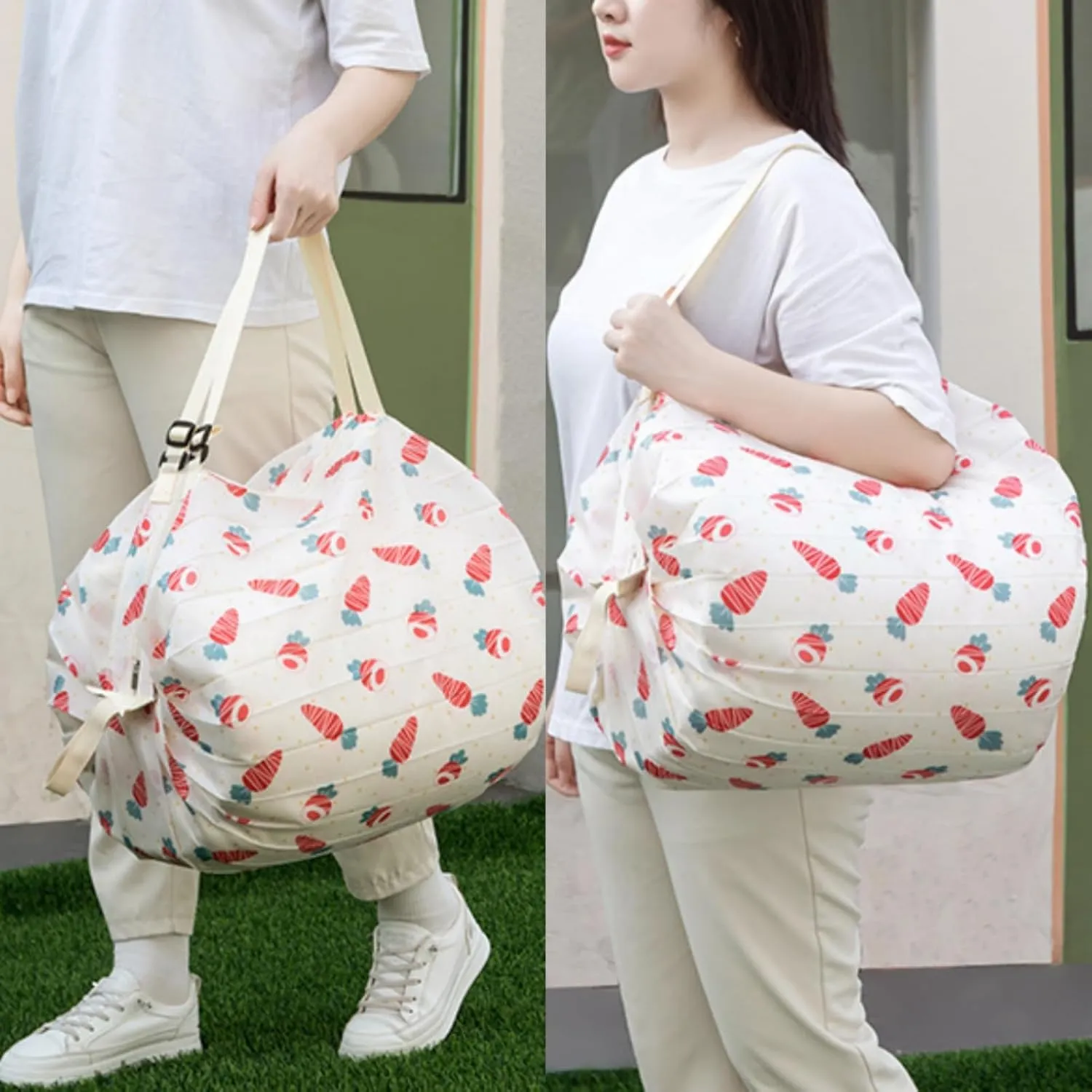 2PCS Travel Shoulder Bag Reusable Grocery Bags Foldable Shopping Bags Waterproof Pouch Bags Sports handbag