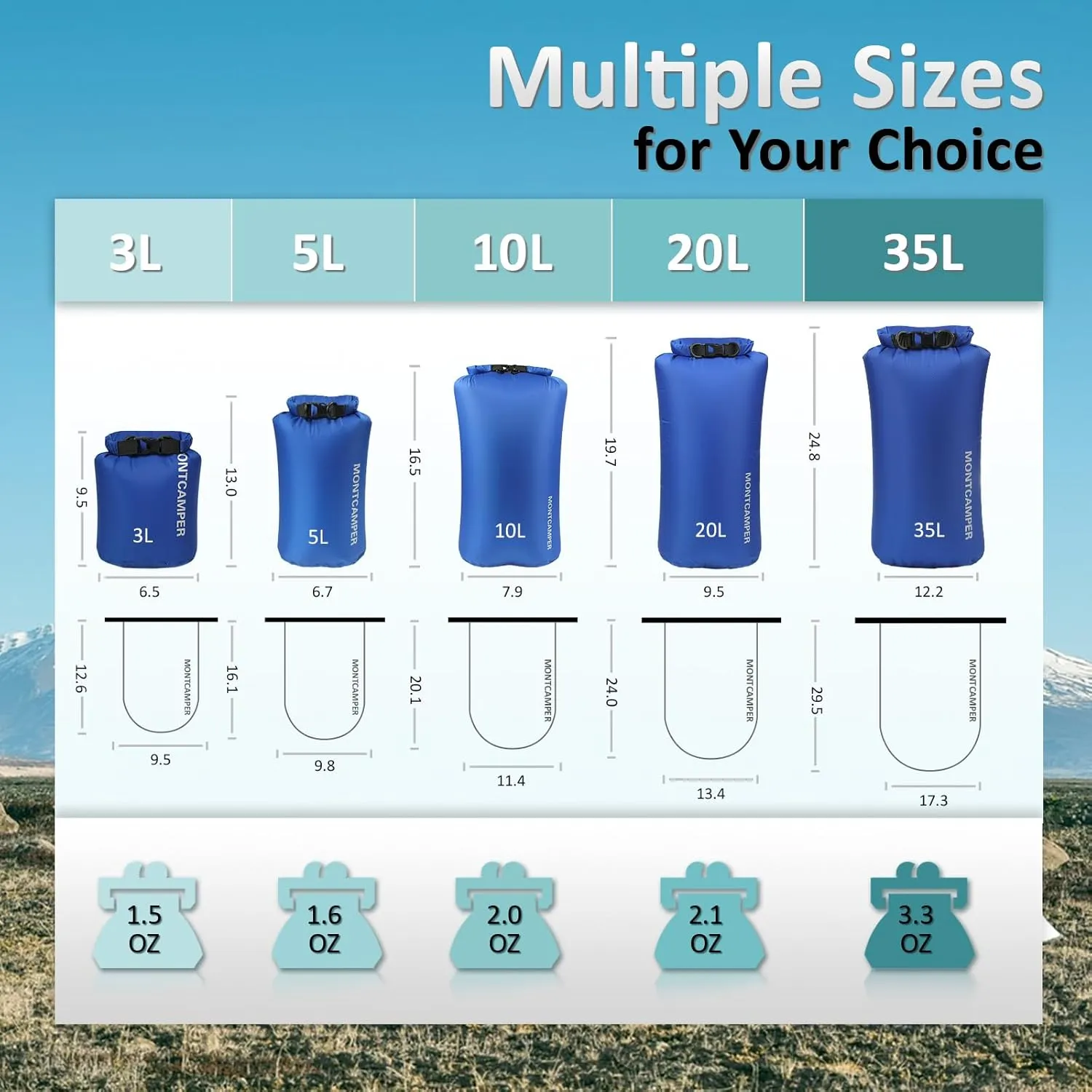 30D Nylon Waterproof Storage Sack for Camping, Hiking and fishing- Roll Top Closure-Portable Waterproof Dry Bag-Keeping Luggage Dry and Organized(5L/Blue)