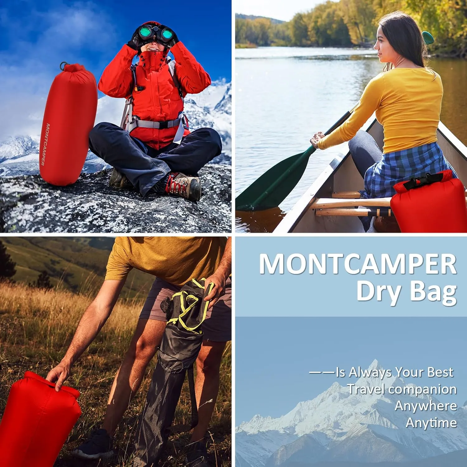 30D Nylon Waterproof Storage Sack for Camping, Hiking and fishing- Roll Top Closure-Portable Waterproof Dry Bag-Keeping Luggage Dry and Organized(5L/Red)