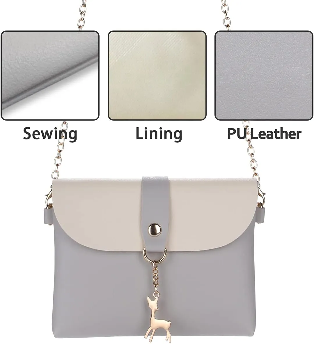 AISPARKY Small Crossbody Purse,PU Leather Small Purse for Womens and Girls With Pendant With Strap/Gold Chain Strap