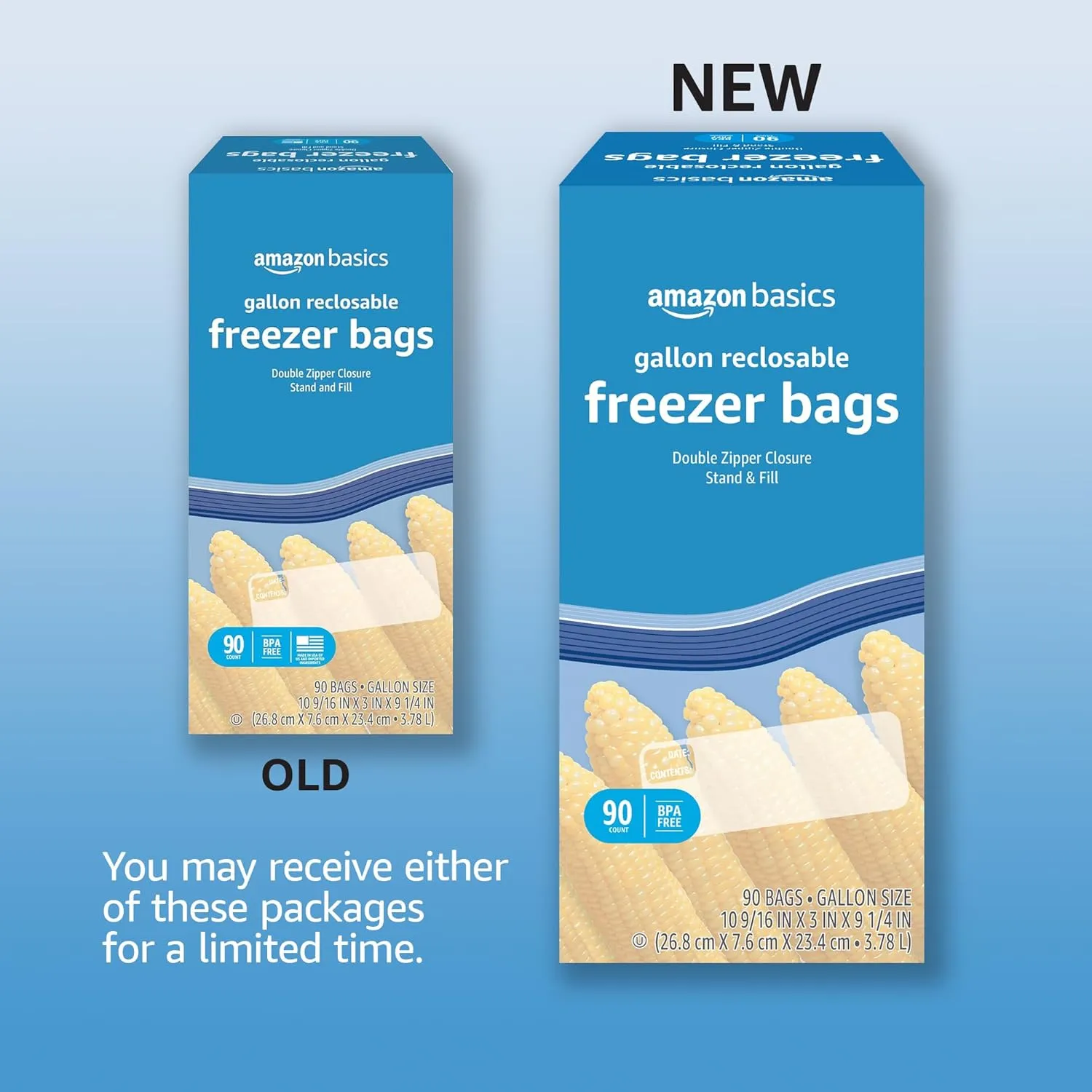 Amazon Basics Freezer Gallon Bags, 90 Count (Previously Solimo)
