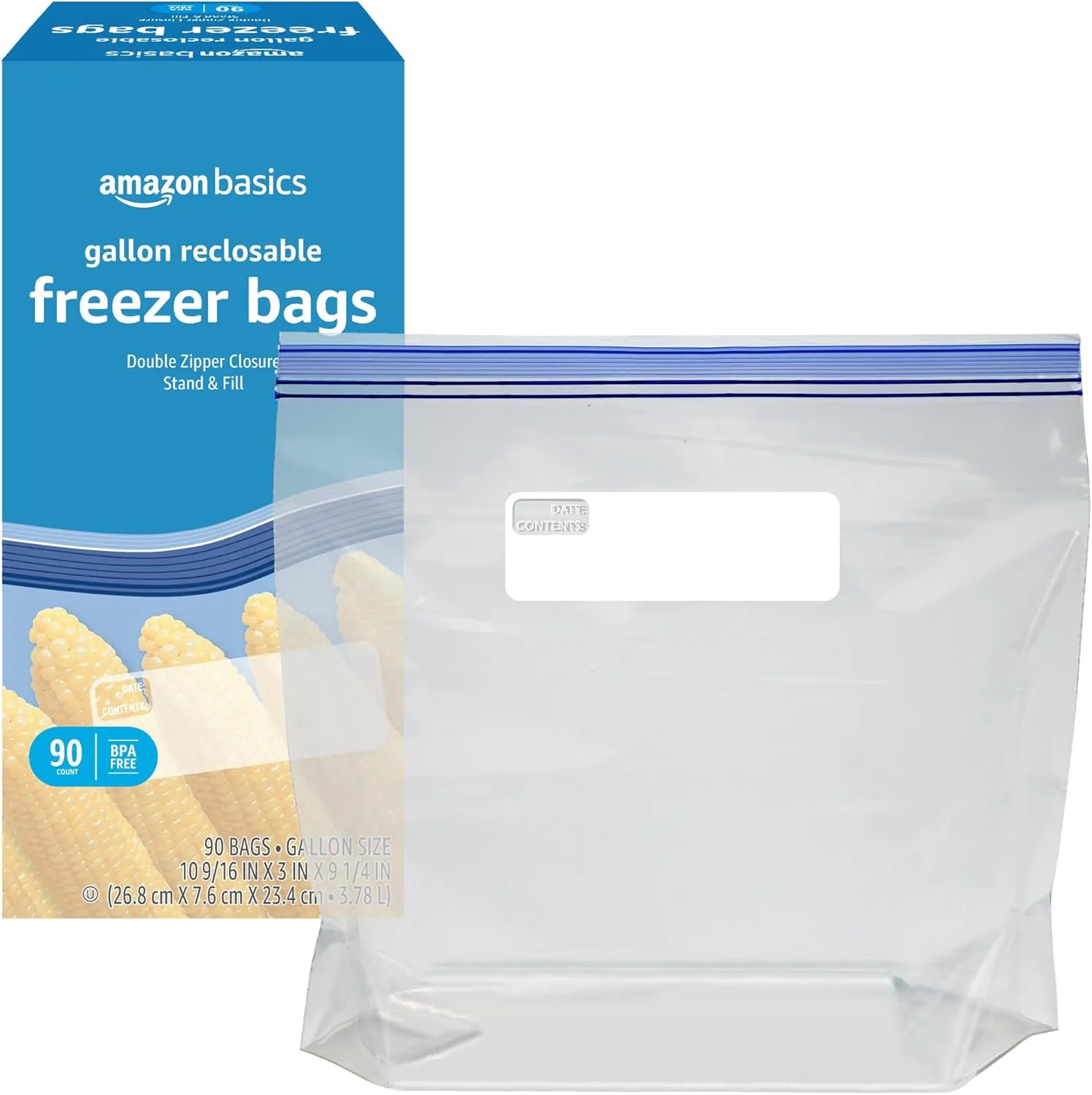 Amazon Basics Freezer Gallon Bags, 90 Count (Previously Solimo)