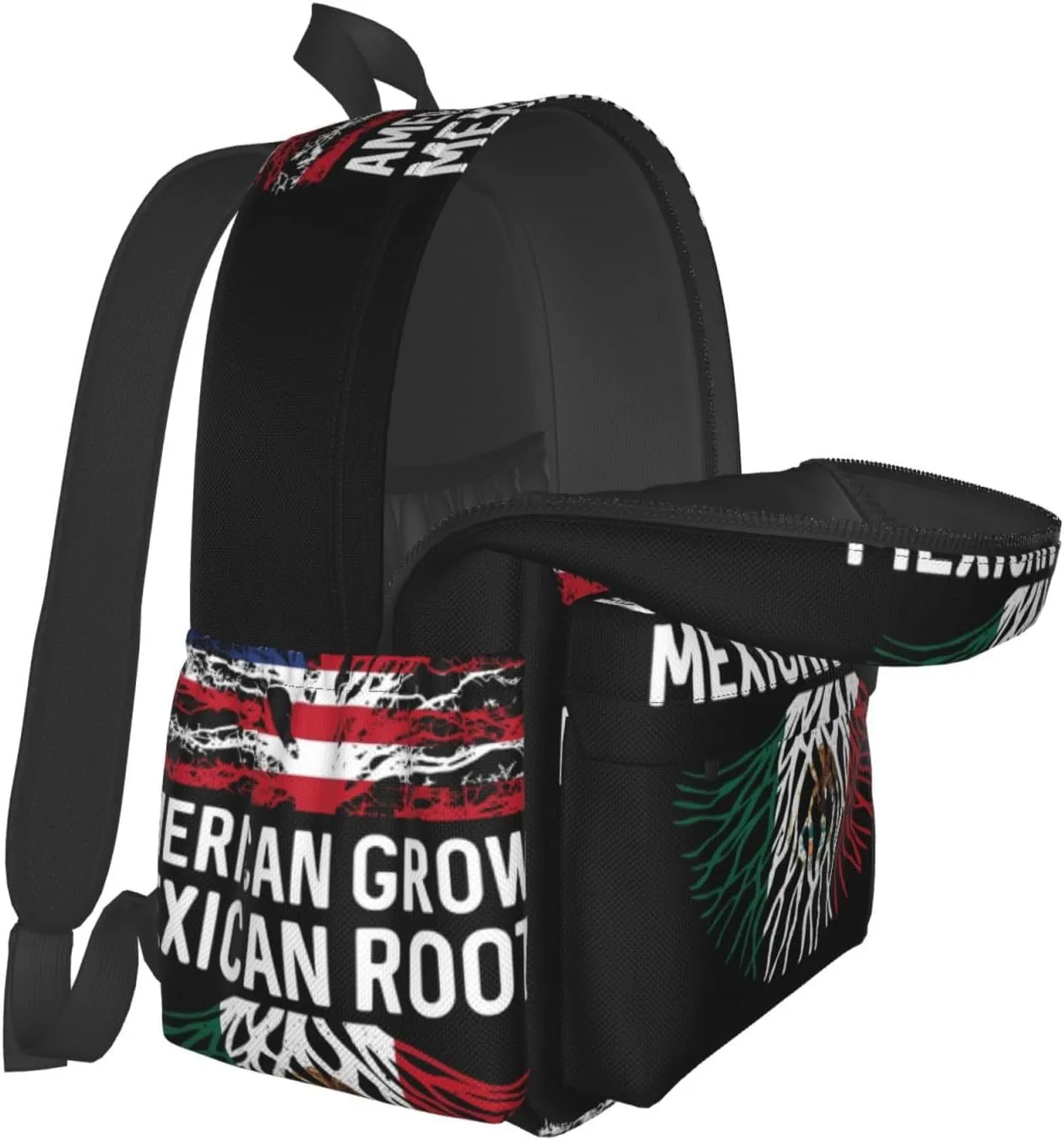 American Grown Mexican Roots Mexico Flag Tree Laptop Commuter Backpack Shoulder Bag Casual Back Pack Daypack Bags With Side Pockets For Work Travel Daily Use