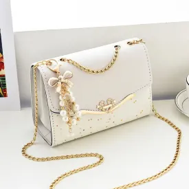 Amozae-Trendy Fashion Ladies Crossbody Small Square Bag Girls Shoulder Bag Cross Square Tassel Pendant Sequin Embellished PU Polyester