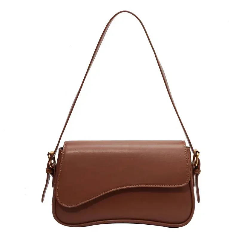 Amozae-Vintage Leather Crossbody Bags for Women 2024 Designer Female Small Flap Shoulder Underarm Bag Armpit Handbags and Purses
