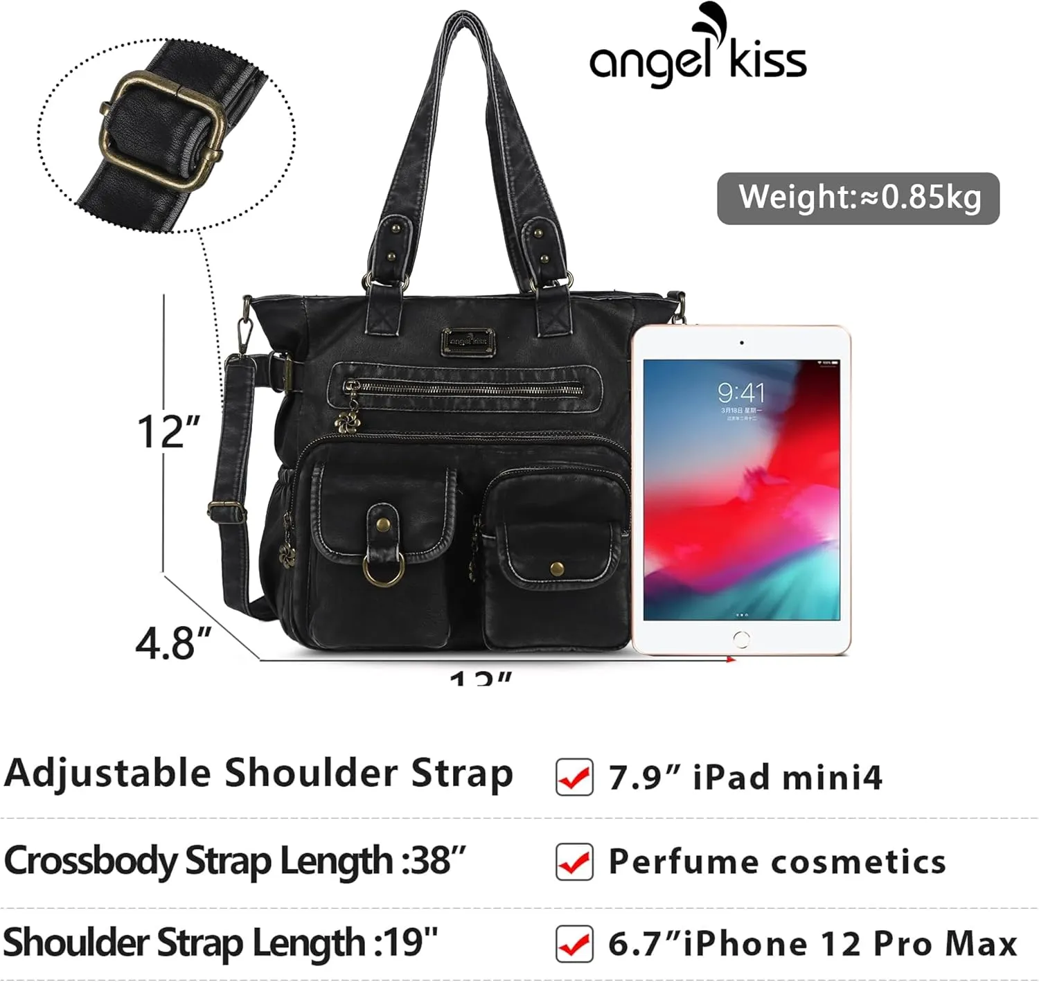 Angelkiss Purses Handbags for Women PU Tote Satchel Bags for Women Pockets Shoulder Bags