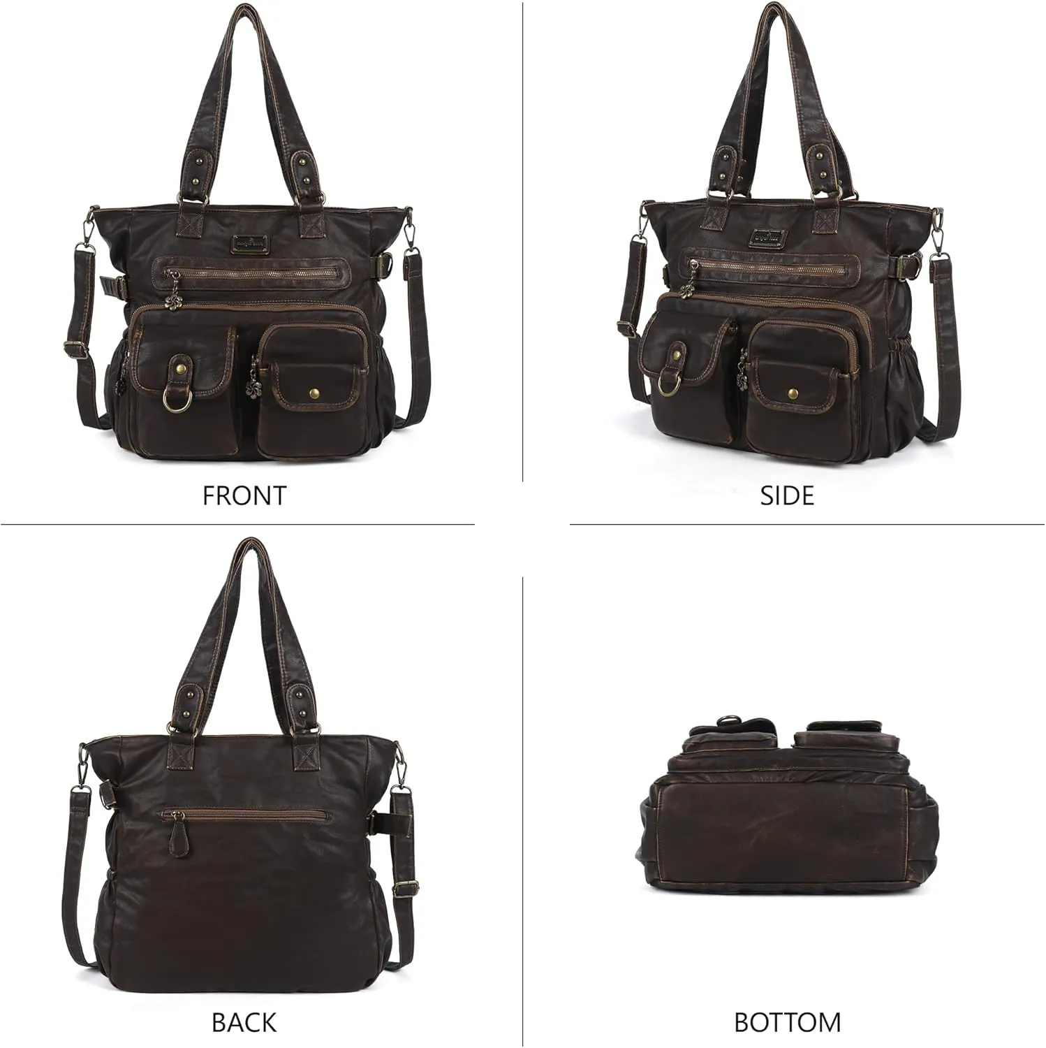 Angelkiss Purses Handbags for Women PU Tote Satchel Bags for Women Pockets Shoulder Bags