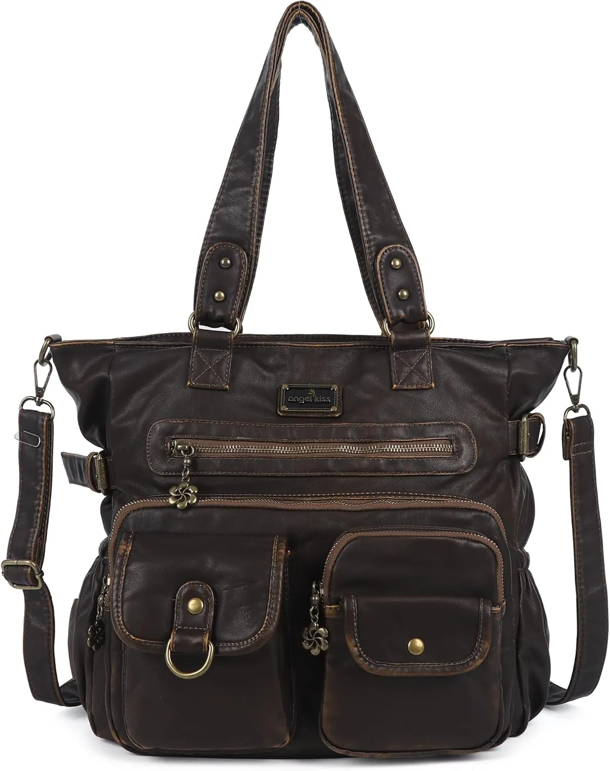 Angelkiss Purses Handbags for Women PU Tote Satchel Bags for Women Pockets Shoulder Bags
