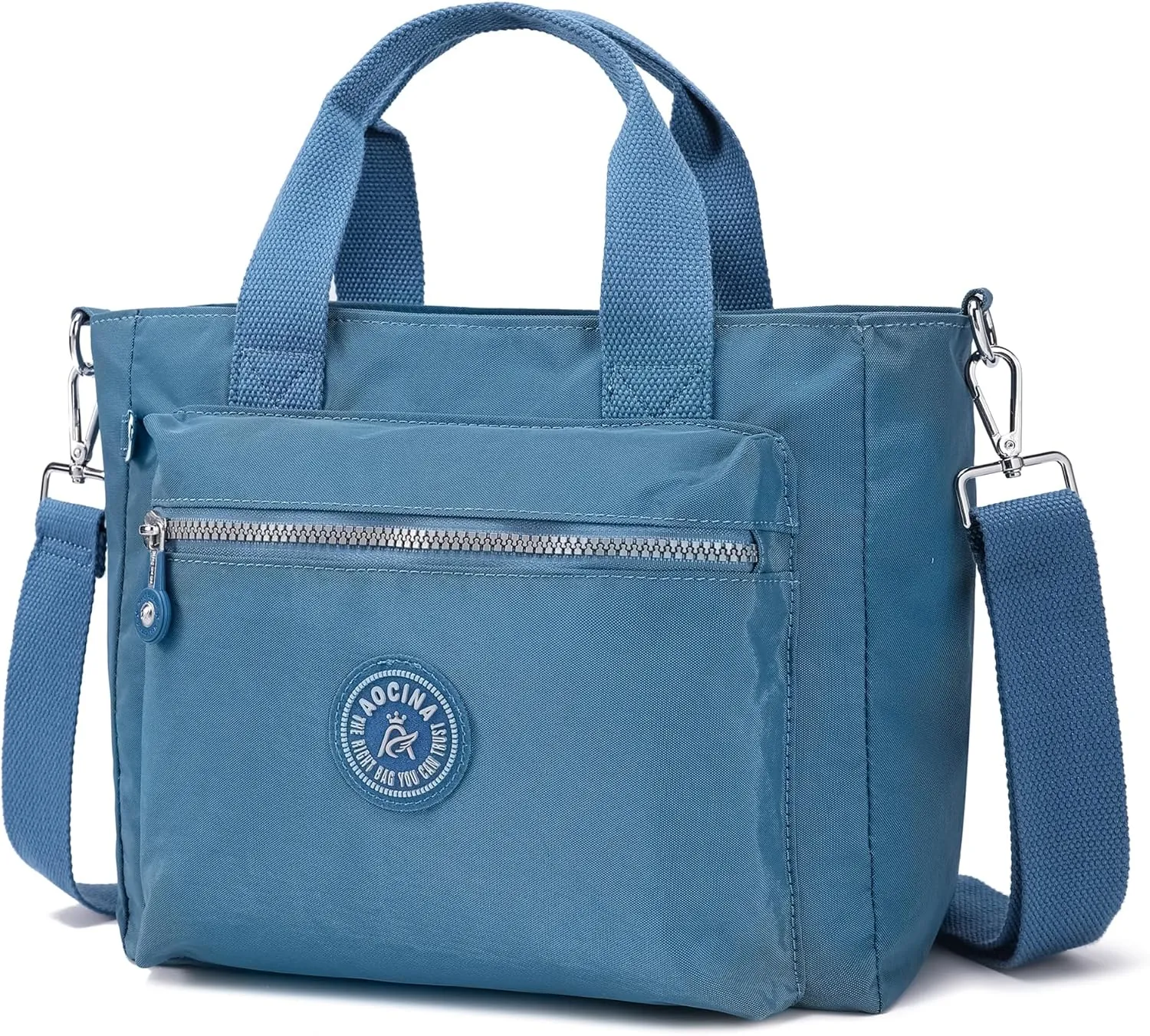 AOCINA Mini Tote Bag with Multi Pockets Small Crossbody Bags for Women Nylon Printed Shoulder Bag
