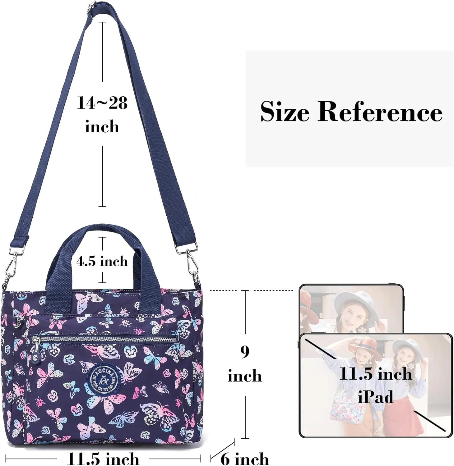AOCINA Mini Tote Bag with Multi Pockets Small Crossbody Bags for Women Nylon Printed Shoulder Bag