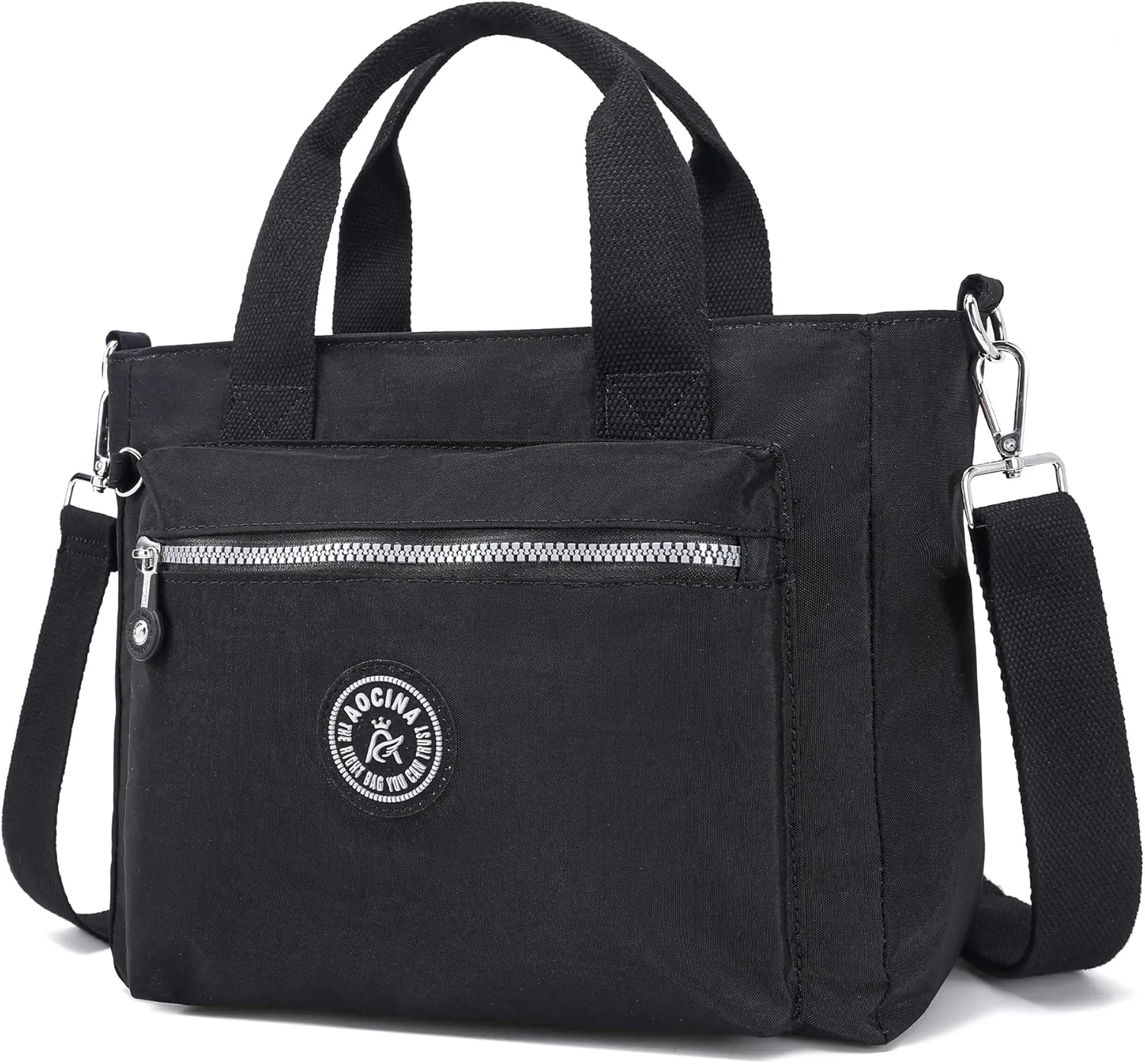 AOCINA Mini Tote Bag with Multi Pockets Small Crossbody Bags for Women Nylon Printed Shoulder Bag