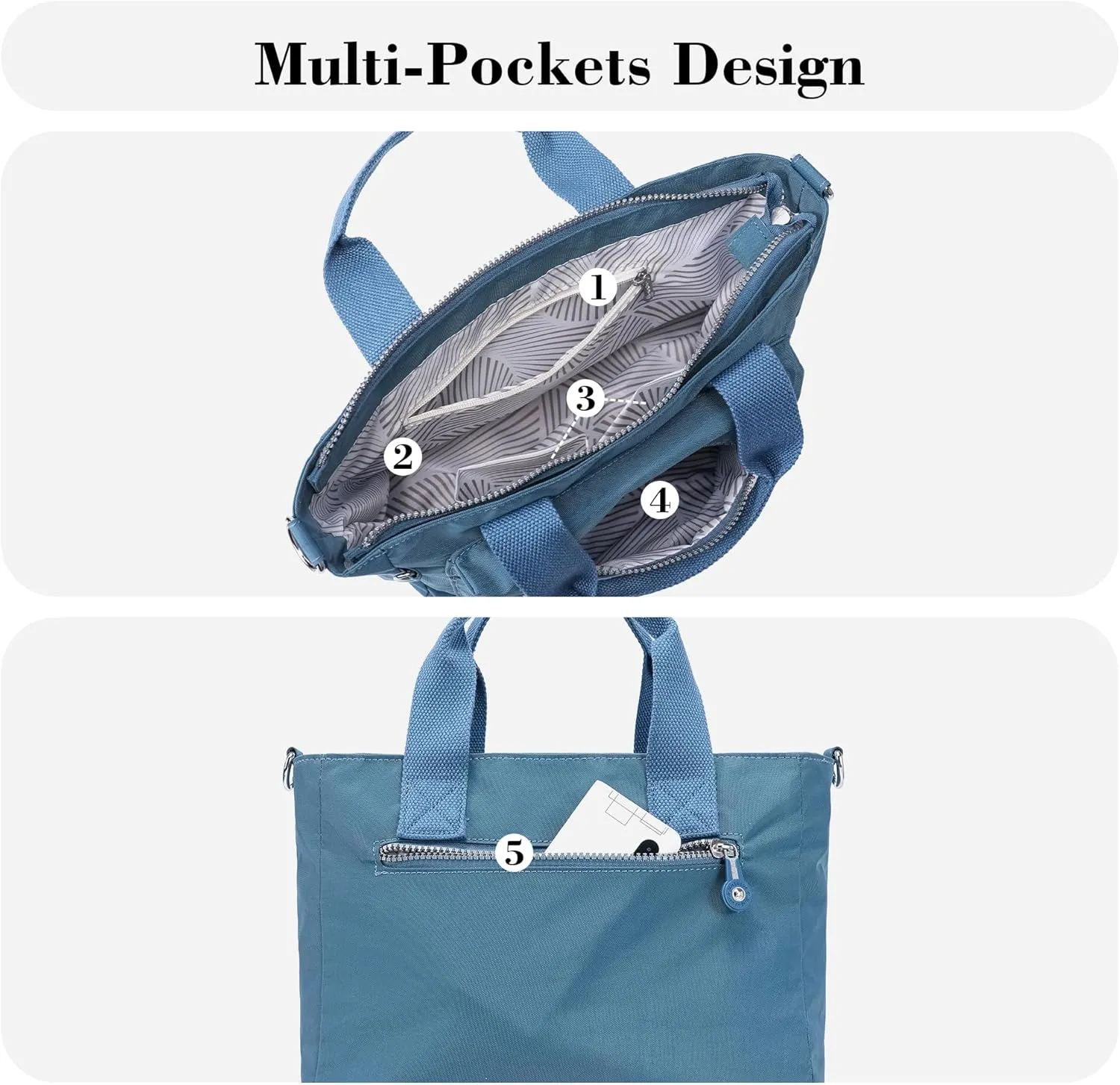 AOCINA Mini Tote Bag with Multi Pockets Small Crossbody Bags for Women Nylon Printed Shoulder Bag