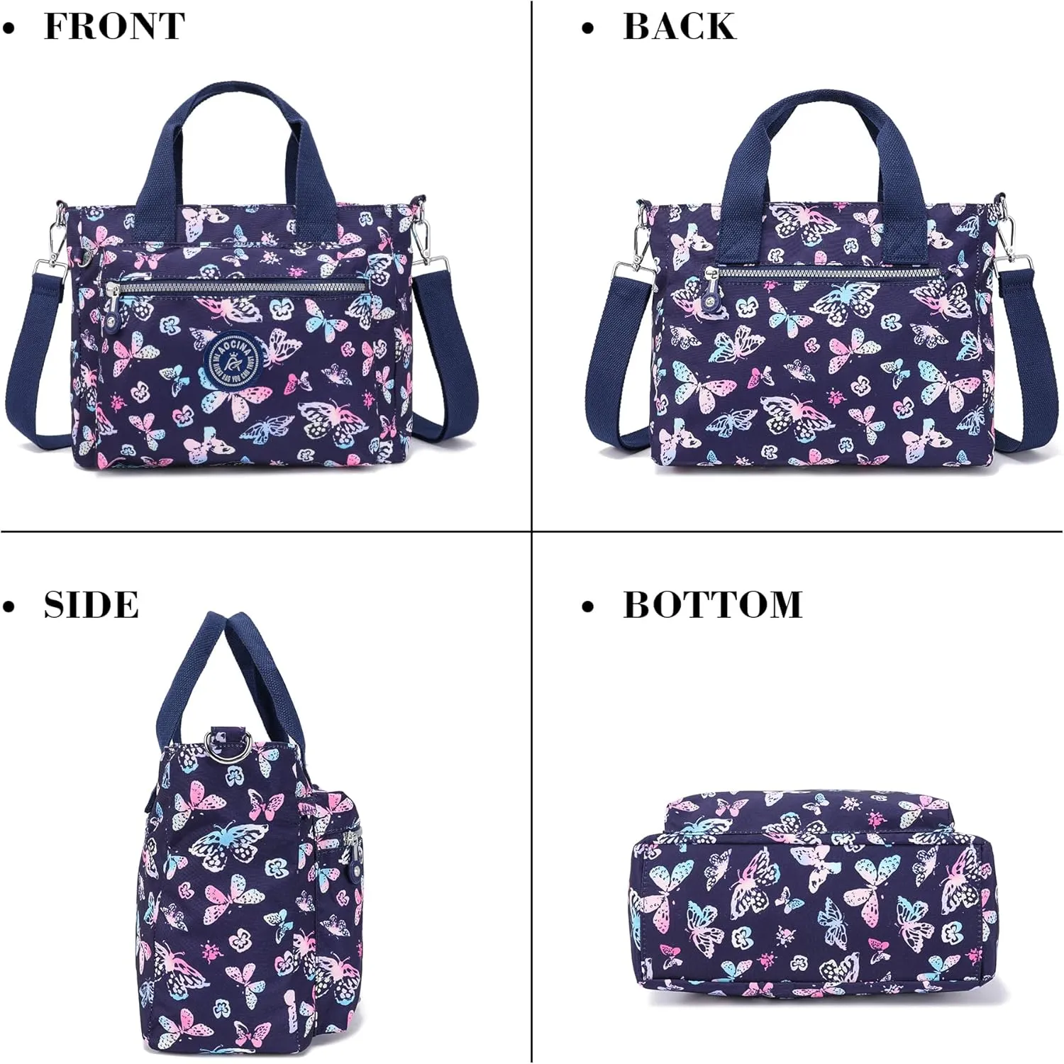 AOCINA Mini Tote Bag with Multi Pockets Small Crossbody Bags for Women Nylon Printed Shoulder Bag