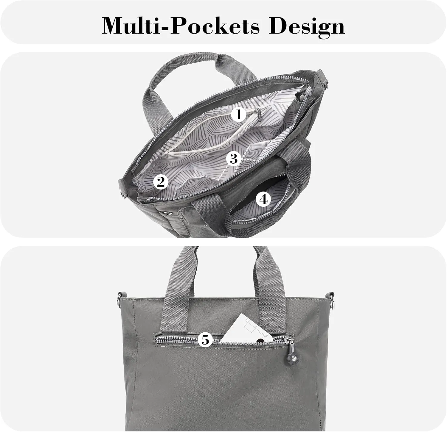 AOCINA Mini Tote Bag with Multi Pockets Small Crossbody Bags for Women Nylon Printed Shoulder Bag