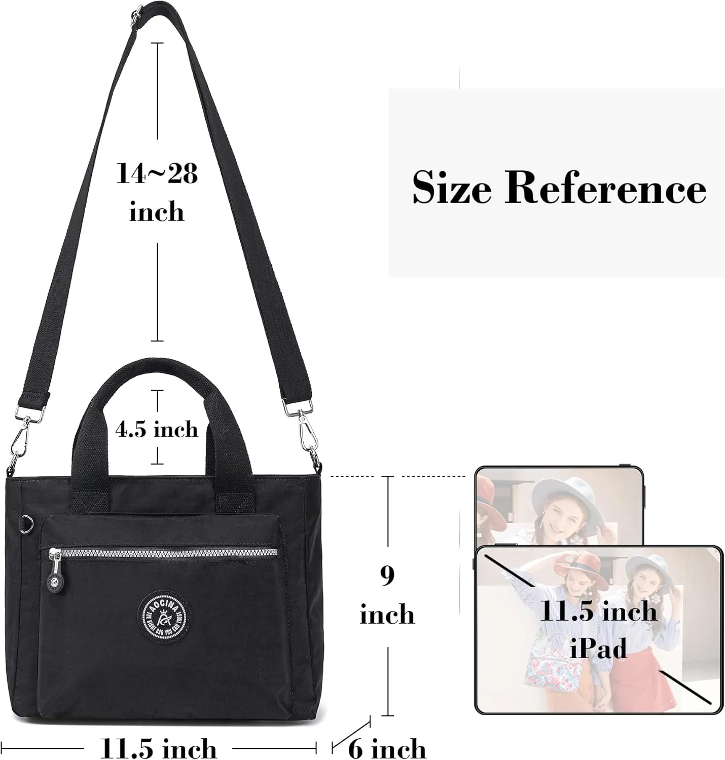 AOCINA Mini Tote Bag with Multi Pockets Small Crossbody Bags for Women Nylon Printed Shoulder Bag