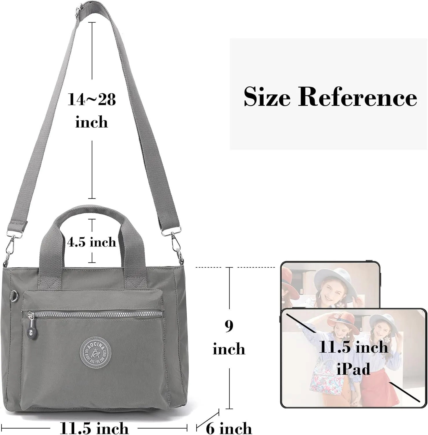 AOCINA Mini Tote Bag with Multi Pockets Small Crossbody Bags for Women Nylon Printed Shoulder Bag