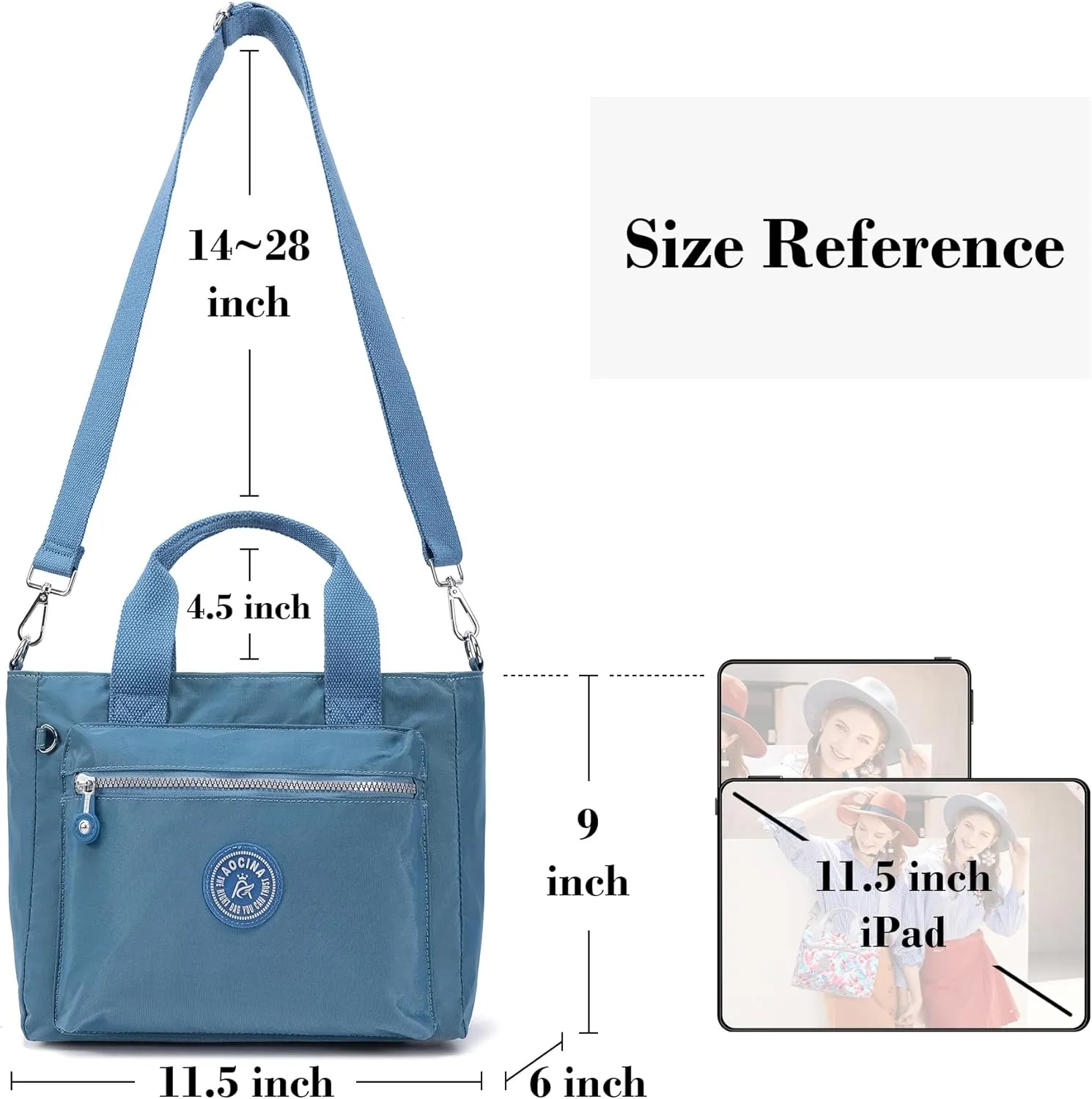 AOCINA Mini Tote Bag with Multi Pockets Small Crossbody Bags for Women Nylon Printed Shoulder Bag