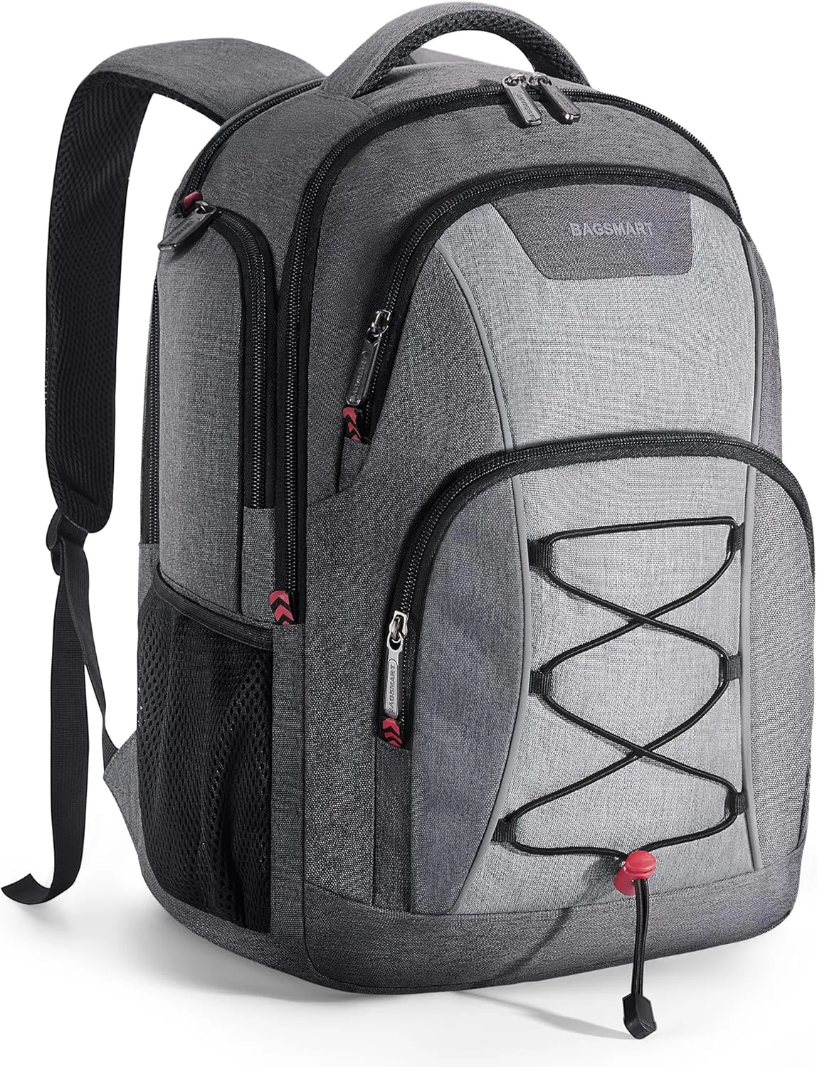 BAGSMART Unisex Laptop Backpack, 15.6-inch Anti-Theft, Water Resistant, Grey, With USB Charger Hole