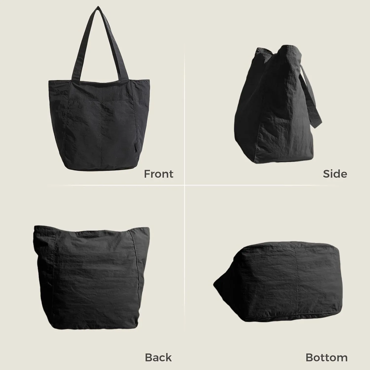 Barsine Tote Bag for Women Unisex Lightweight Nylon Totes Purses and Handbags Large Casual Shoulder Hobo for Travel Gym