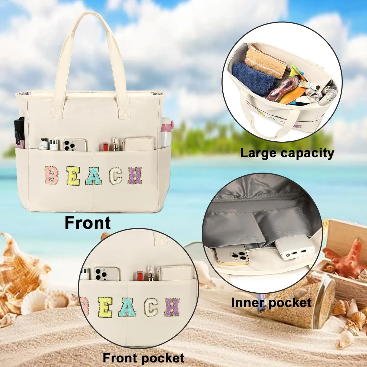 Beach Pool Bags Tote for Women Ladies Large Gym Tote Carry On Bag With Wet Compartment for Weekender Travel Waterproof