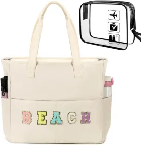 Beach Pool Bags Tote for Women Ladies Large Gym Tote Carry On Bag With Wet Compartment for Weekender Travel Waterproof