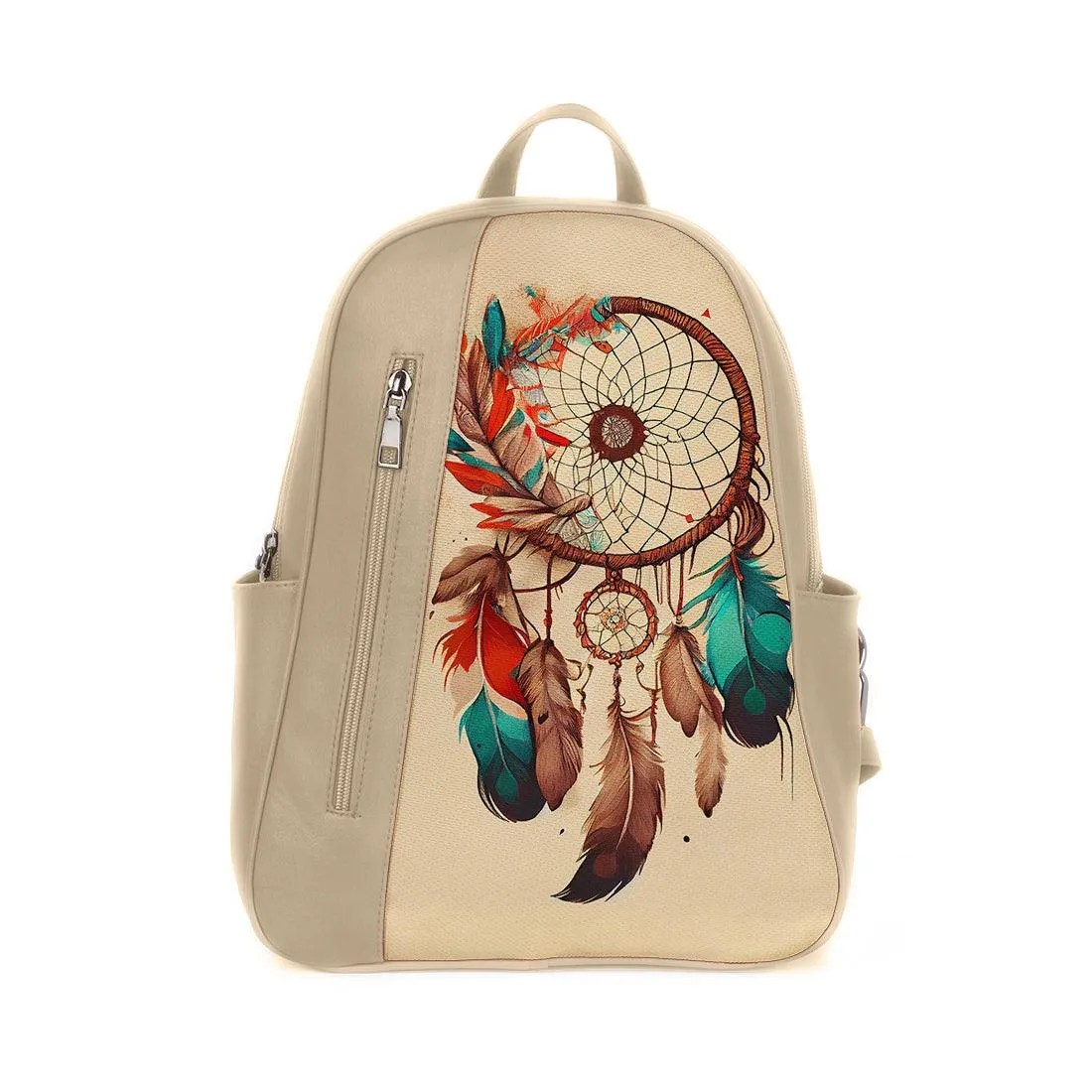 Beige Mixed Backpack Dream Catcher Art