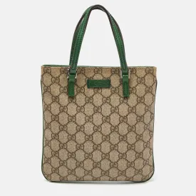 Beige/Green GG Supreme Canvas and Leather Tote