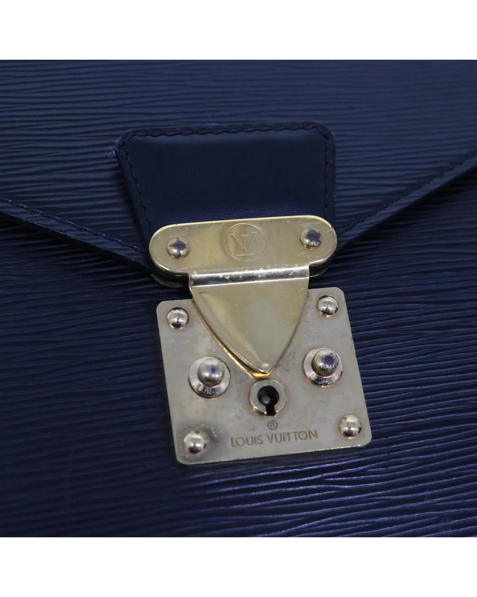 Black Epi Leather Briefcase with Surface Rubbing and Scratches