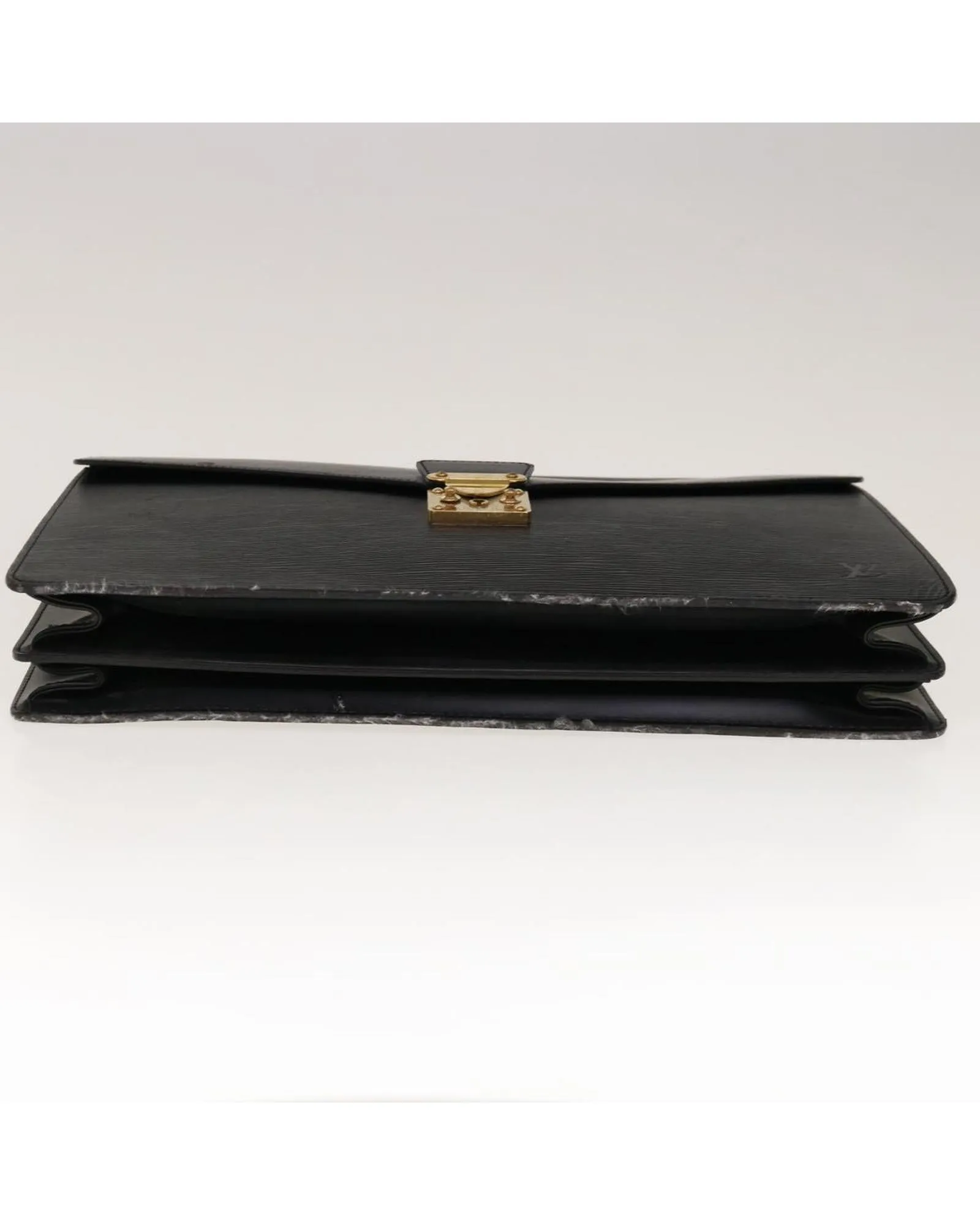 Black Epi Leather Briefcase with Surface Rubbing and Scratches