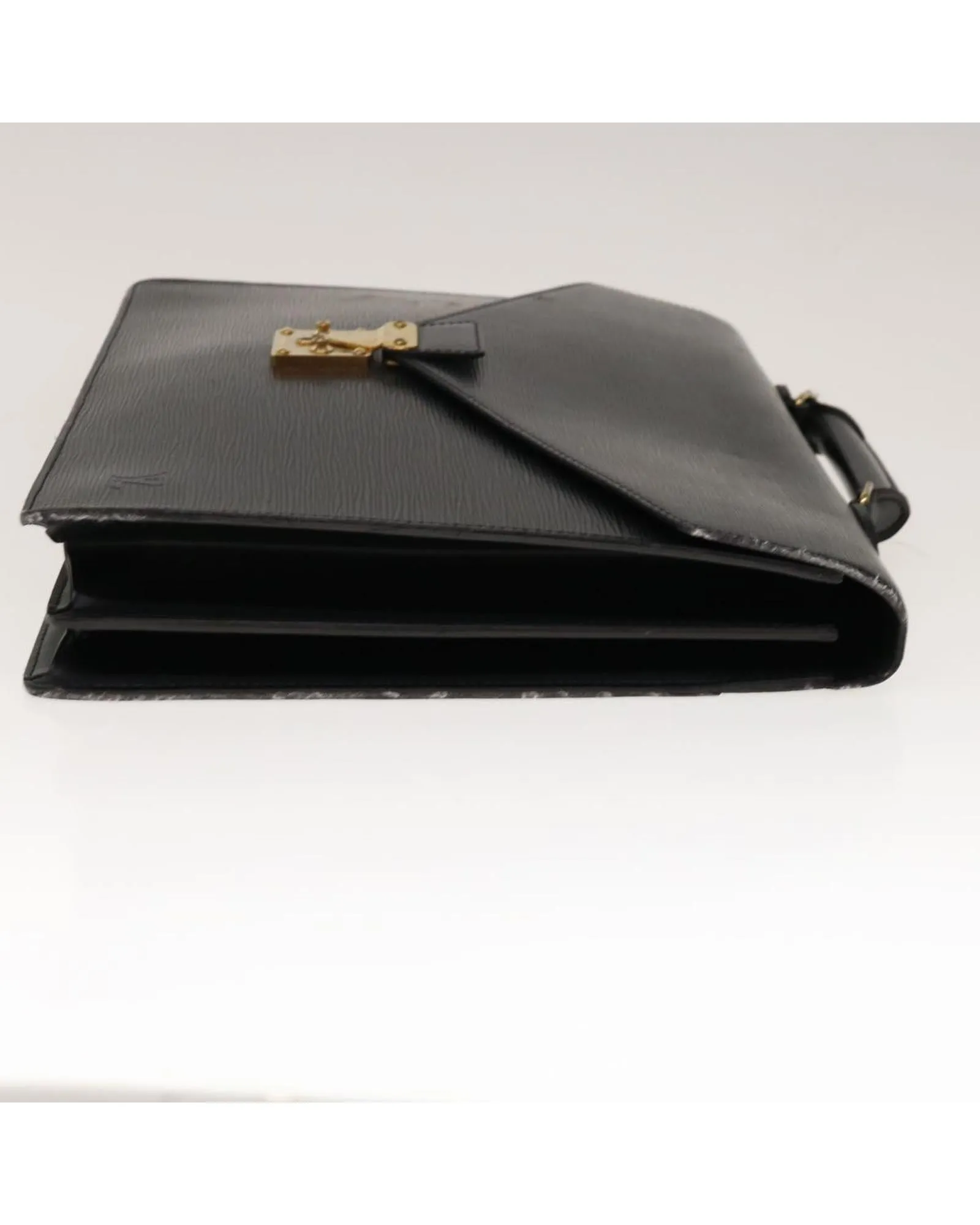 Black Epi Leather Briefcase with Surface Rubbing and Scratches