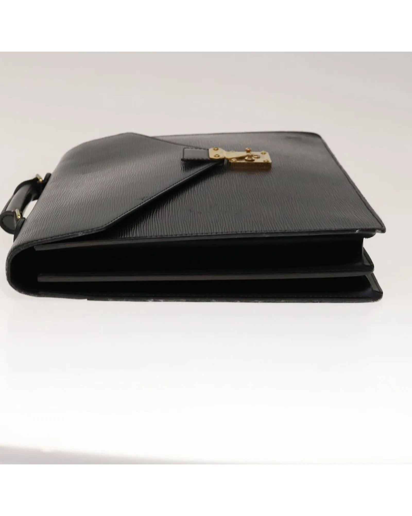 Black Epi Leather Briefcase with Surface Rubbing and Scratches