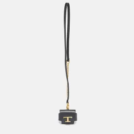 Black Leather Timeless AirPods Case with Strap