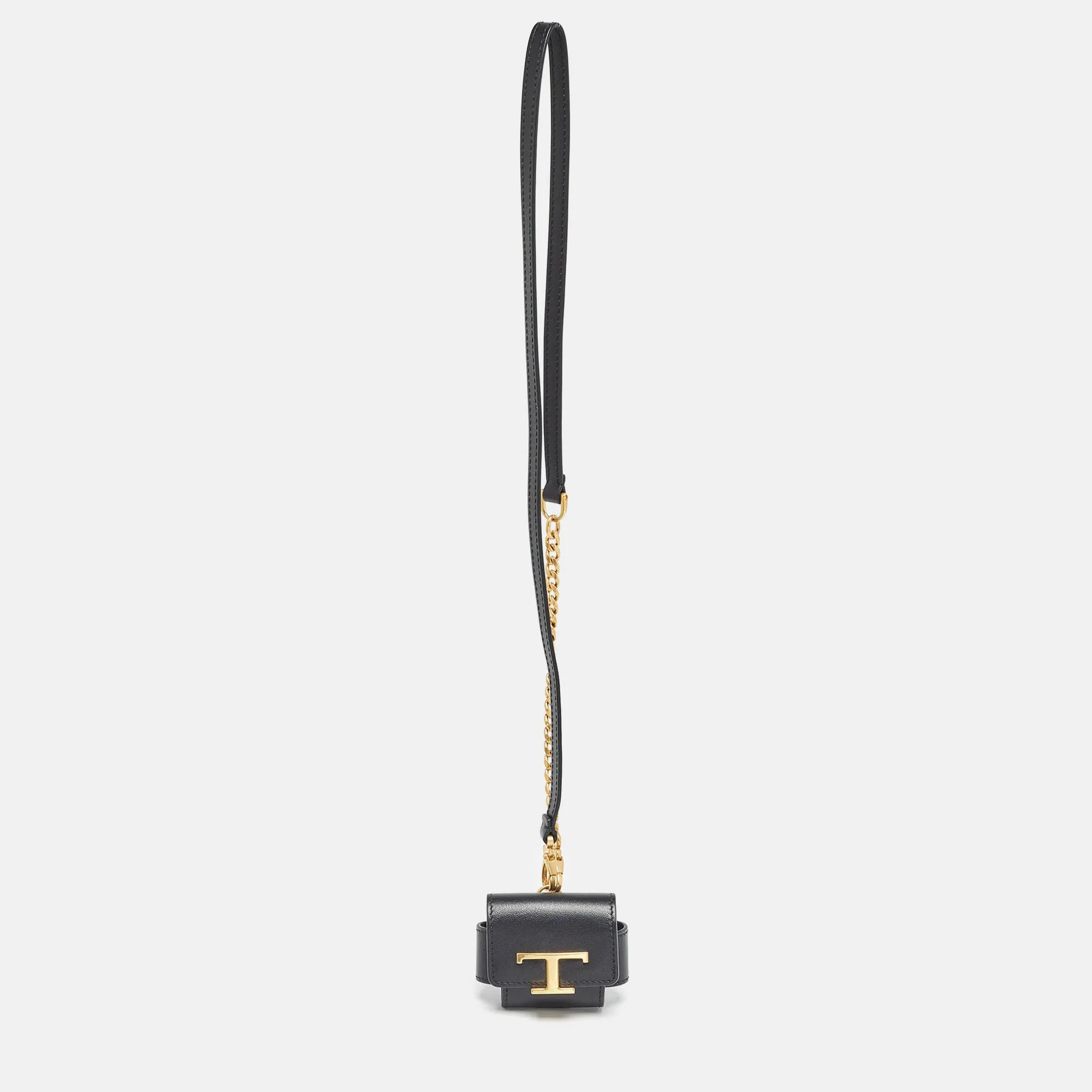 Black Leather Timeless AirPods Case with Strap