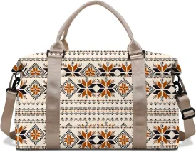 Boho Travel Weekender Duffel Overnight Carry On Bag with Trolley Sleeve,Large Travel Tote Bag with Wet Pocket Shoulder Strap for Women Girls Bohemian Aesthetic Cute-Brown Maple Leaf