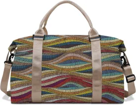 Boho Travel Weekender Duffel Overnight Carry On Bag with Trolley Sleeve,Large Travel Tote Bag with Wet Pocket Shoulder Strap for Women Girls Bohemian Aesthetic Cute-Colorful