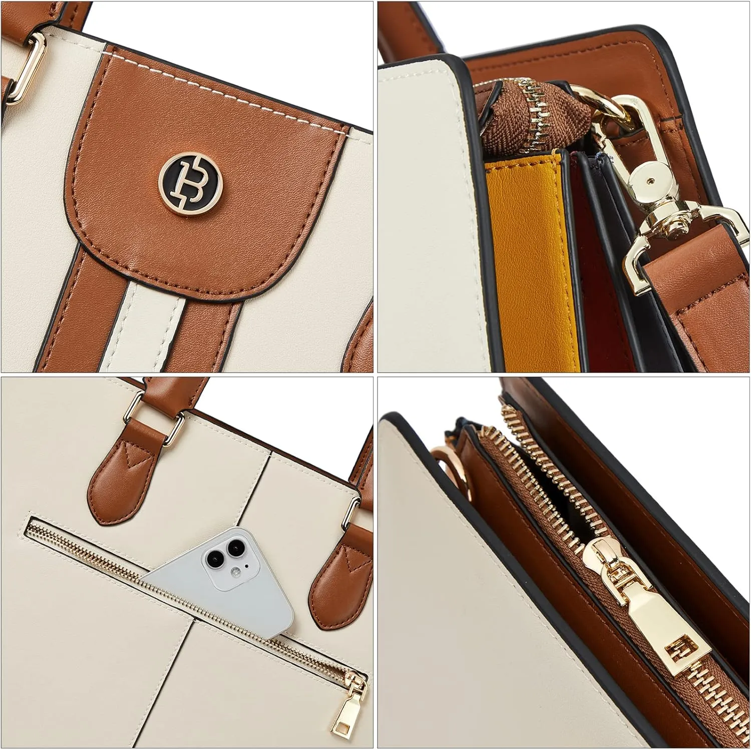 BOSTANTEN Leather Laptop Briefcase for Women Shoulder Bag 15.6 Inch Business Computer Work Tote