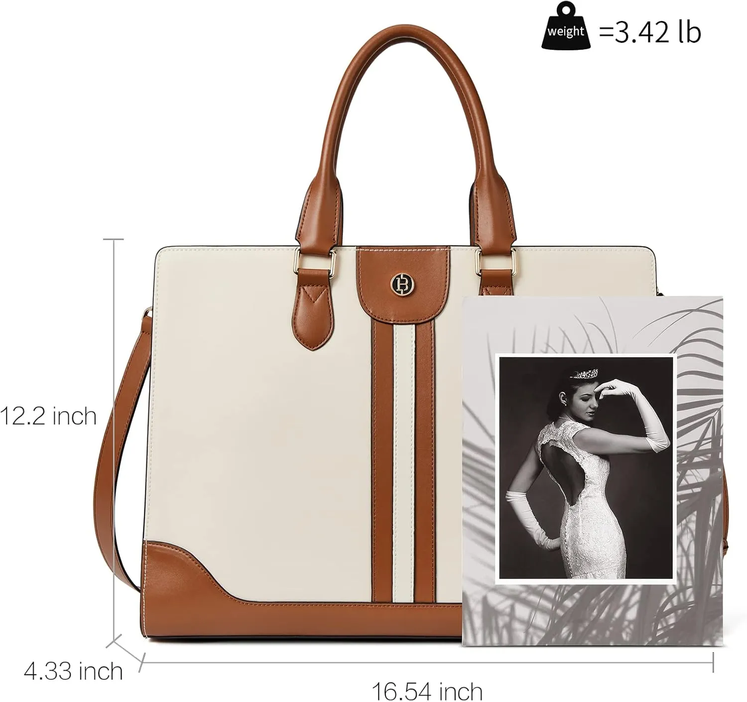 BOSTANTEN Leather Laptop Briefcase for Women Shoulder Bag 15.6 Inch Business Computer Work Tote