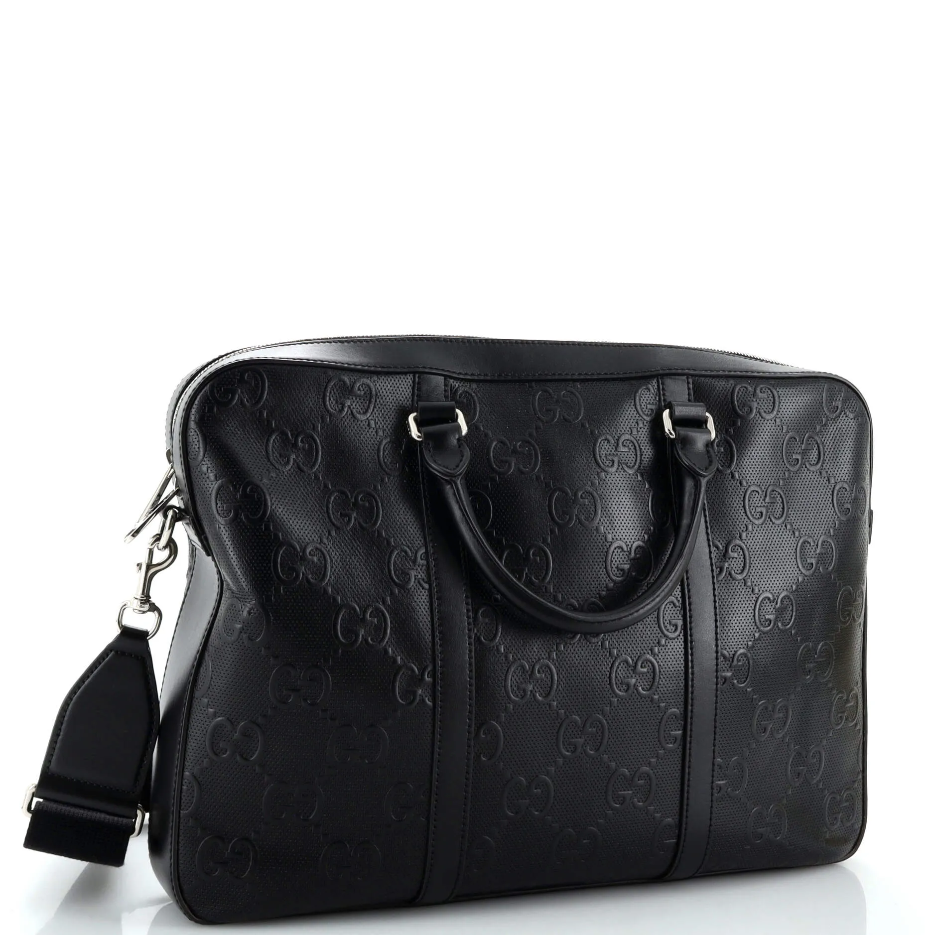 Briefcase GG Embossed Perforated Leather Medium