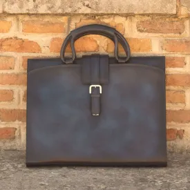 Briefcase Leather Blue 2874