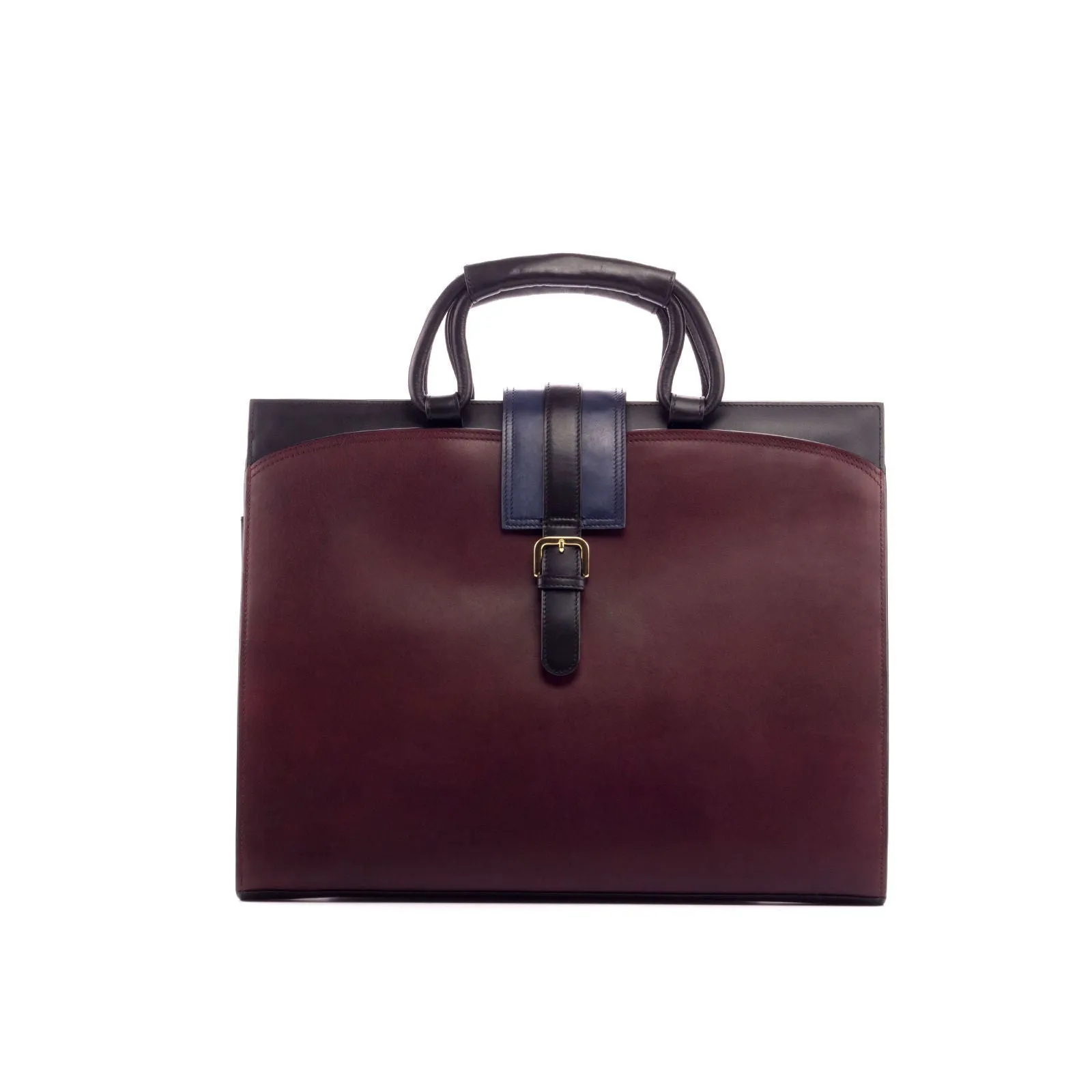 Briefcase Leather Burgundy Blue 3069