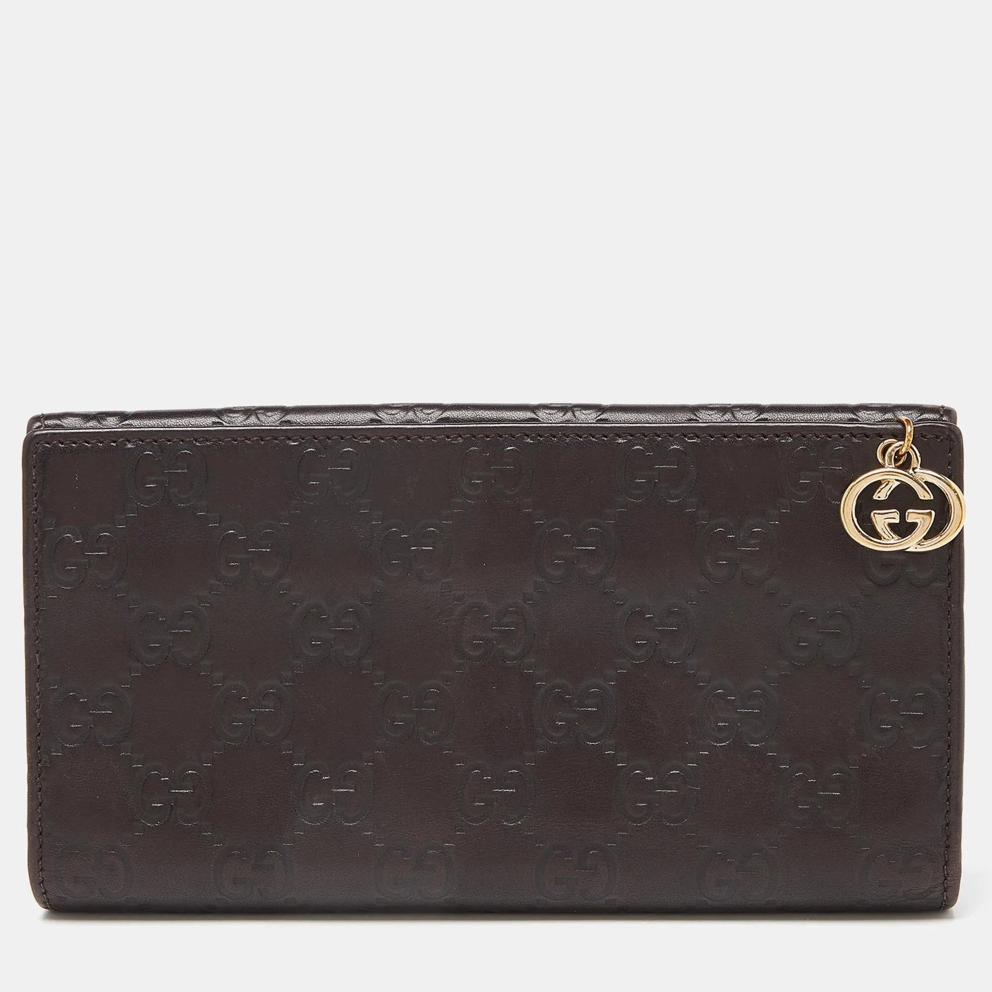 Brown Guccissima Leather GG Pierce Continental Wallet