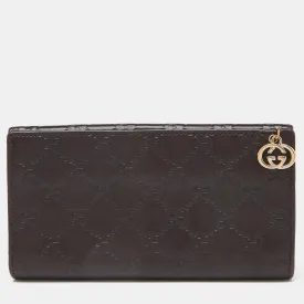 Brown Guccissima Leather GG Pierce Continental Wallet