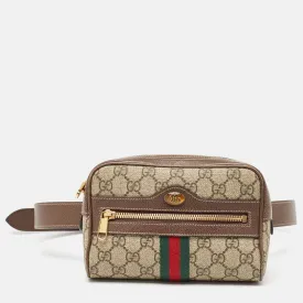 Brown/Beige GG Supreme Canvas and Leather Ophidia Belt Bag