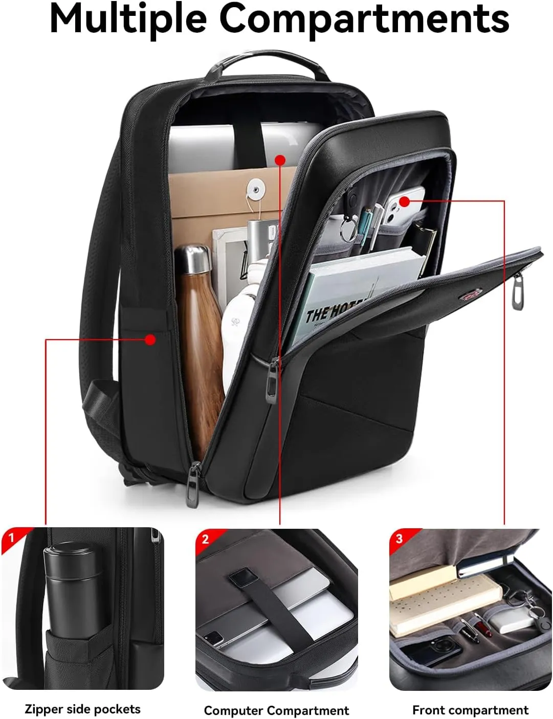 Business Backpack for Men Travel Backpack 180 Commuter Backpack Classic Backpack Water Resistant Bag Daypack for Work,Black