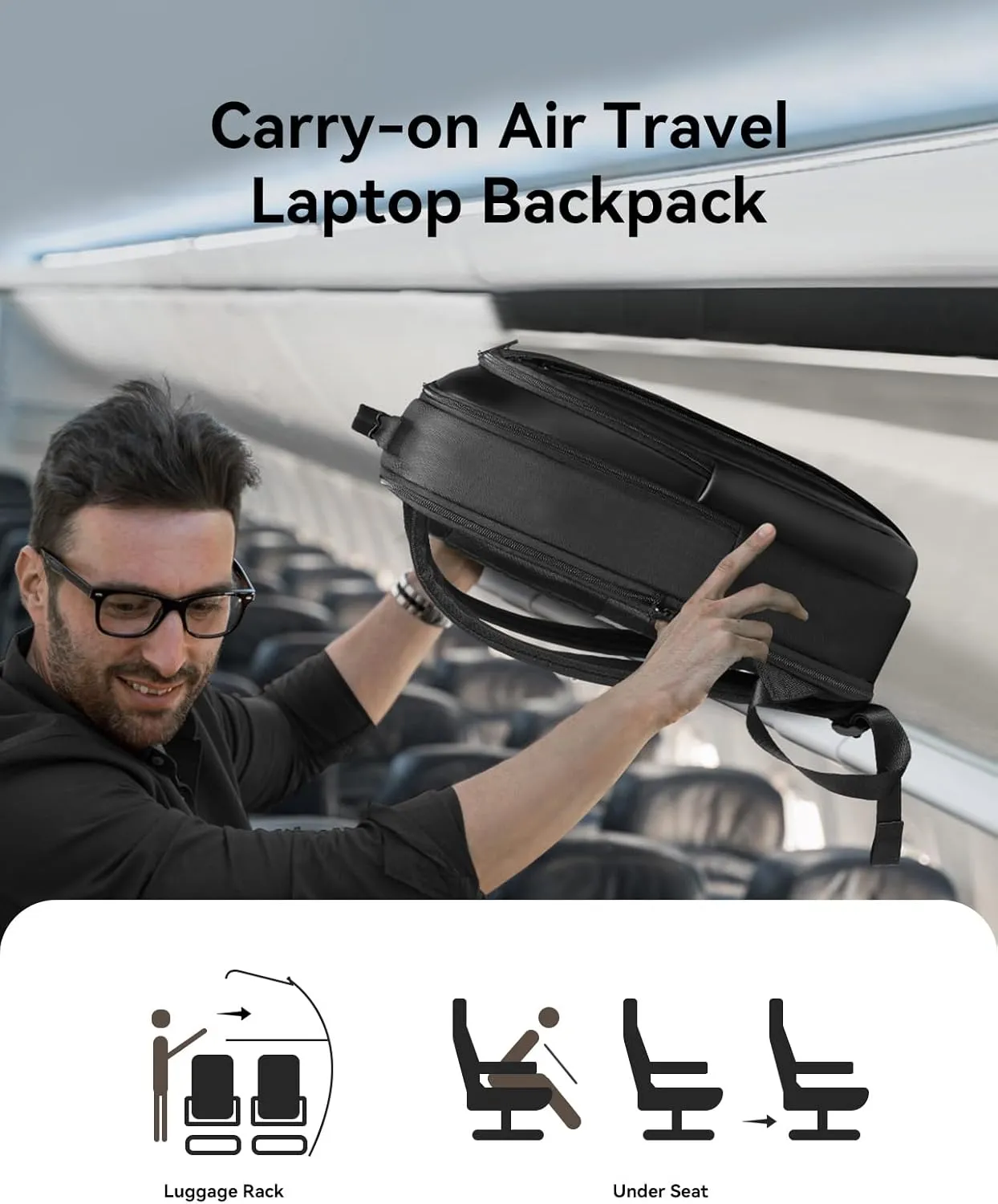 Business Backpack for Men Travel Backpack 180 Commuter Backpack Classic Backpack Water Resistant Bag Daypack for Work,Black