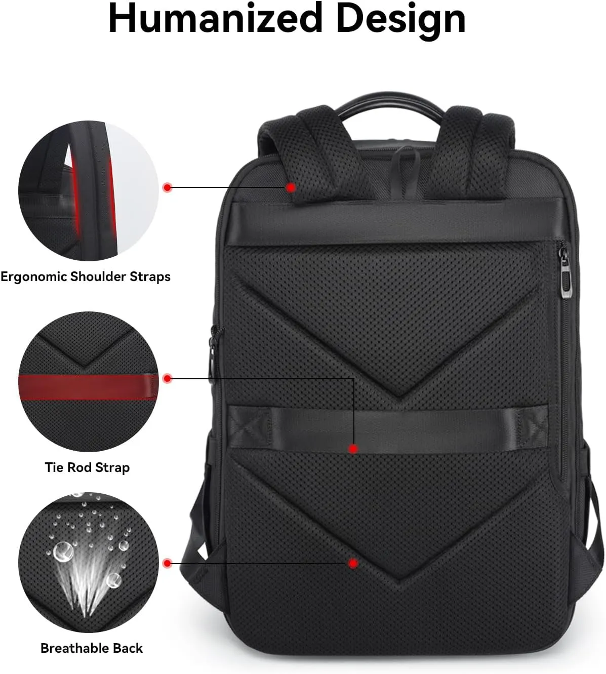 Business Backpack for Men Travel Backpack 180 Commuter Backpack Classic Backpack Water Resistant Bag Daypack for Work,Black